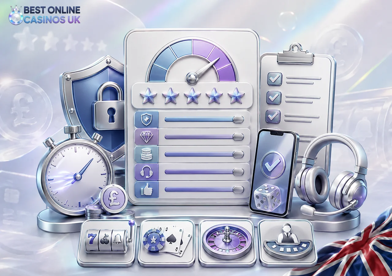 Online casino rating method with key review criteria